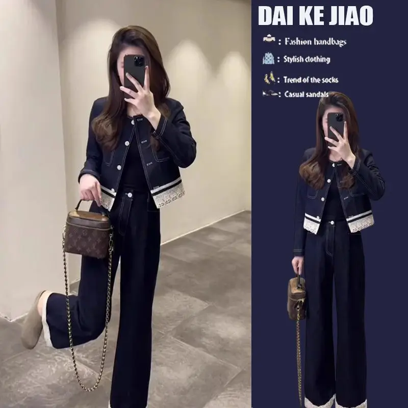 Fashionable Spring Summer Denim Jacket High Waist Jeans Women's Two-Piece Set Stylish Trendy Cotton Long Sleeve Button up
Fashionable Spring Summer Denim Jacket High Waist Jeans Women's Two-Piece Set Stylish Trendy Cotton Long Sleeve Button up