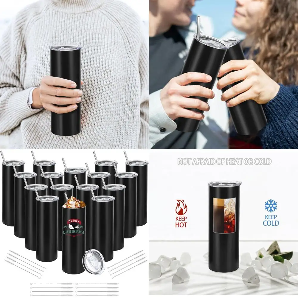 20oz Black Double Wall Insulated Skinny Tumblers with Lid and Straw, Bulk Pack for DIY Gifts
20oz Black Double Wall Insulated Skinny Tumblers with Lid and Straw, Bulk Pack for DIY Gifts