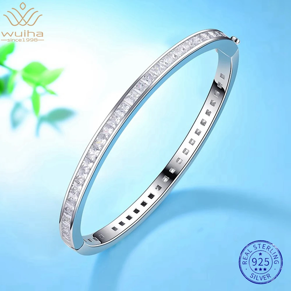 WUIHA 925 Sterling Silver Princess Cut White Sapphire Diamond Bangle Bracelet for Women Wedding Gifts Fine Jewelry Free Shipping
WUIHA 925 Sterling Silver Princess Cut White Sapphire Diamond Bangle Bracelet for Women Wedding Gifts Fine Jewelry Free Shipping