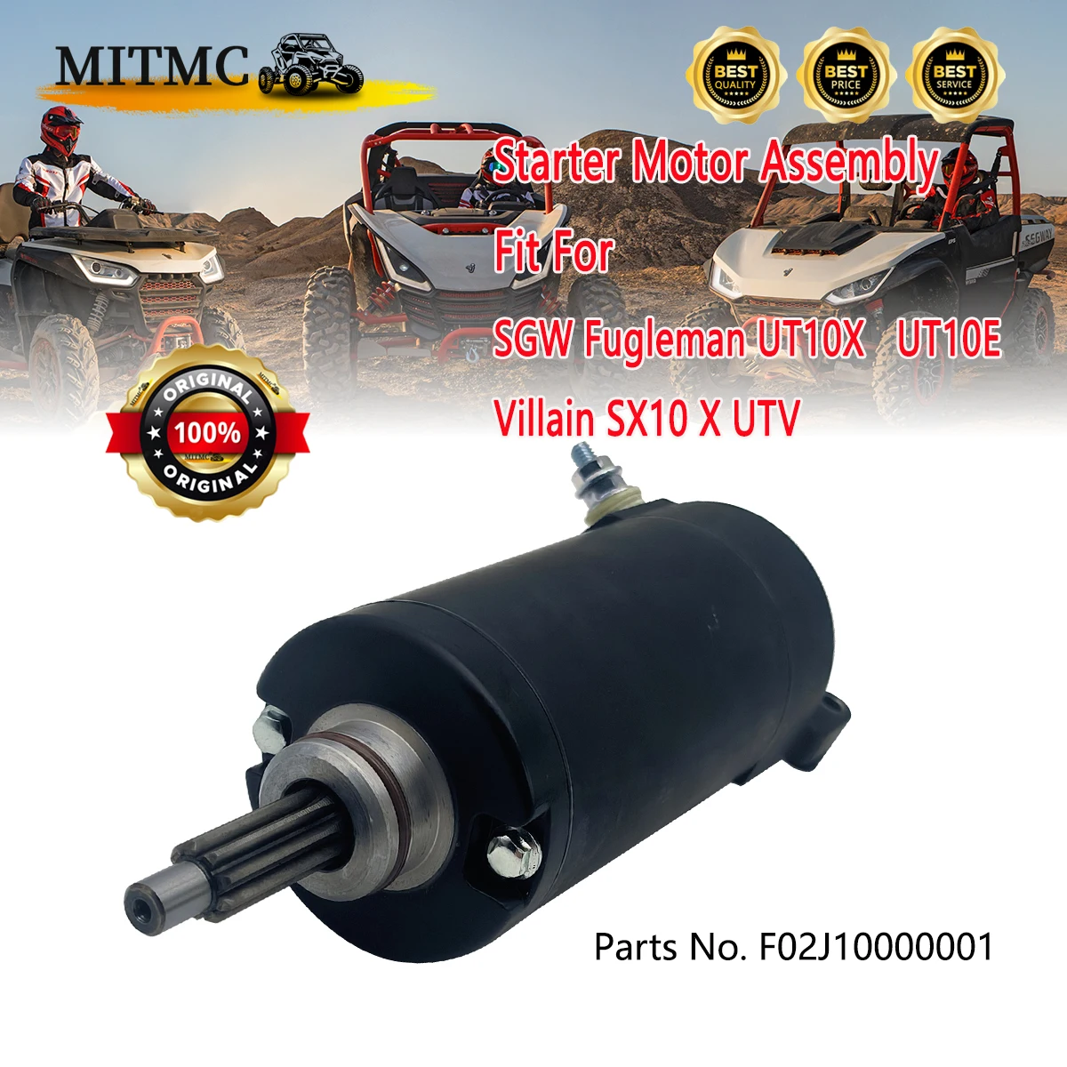 Starter Motor Assembly For SGW Fugleman UT10X UT10E Villain SX10 X UTV Parts Code F02J10000001
Starter Motor Assembly For SGW Fugleman UT10X UT10E Villain SX10 X UTV Parts Code F02J10000001