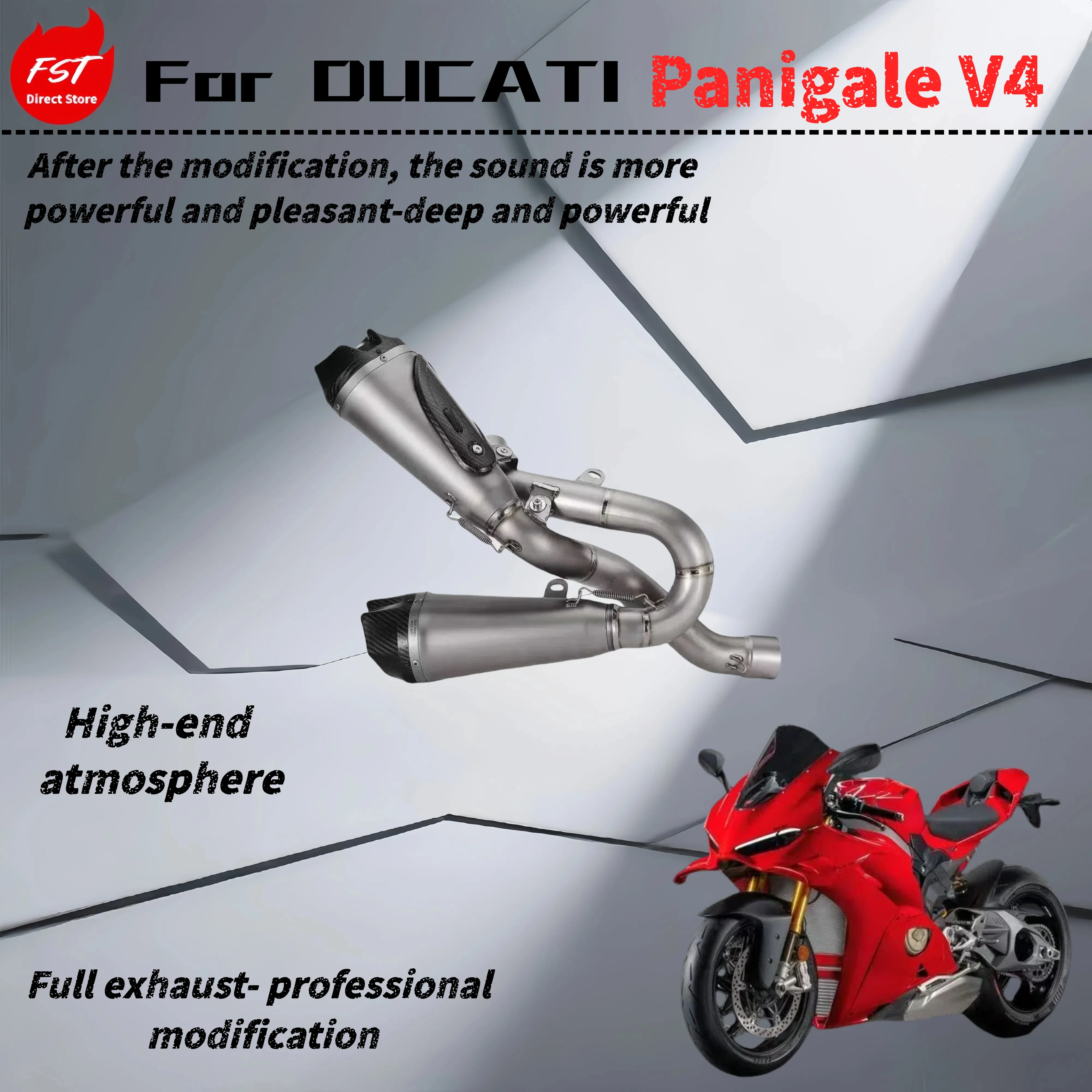 For Ducati Panigale V4 - Modified full exhaust pipe - The sound is deep, rich and powerful
For Ducati Panigale V4 - Modified full exhaust pipe - The sound is deep, rich and powerful