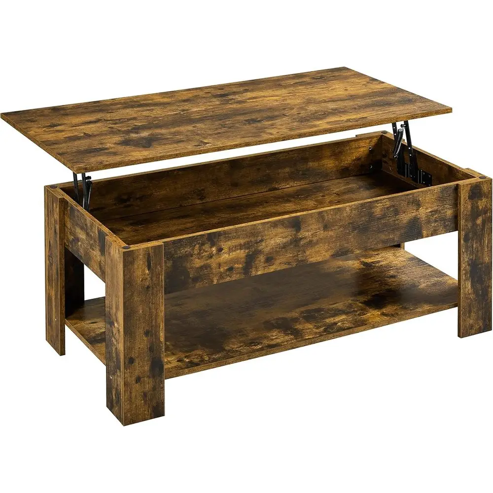 Rustic Brown Adjustable Coffee Table with Hidden Compartment and Storage Shelf, 47.5 Long
Rustic Brown Adjustable Coffee Table with Hidden Compartment and Storage Shelf, 47.5 Long