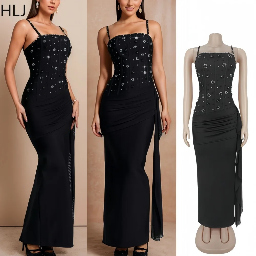 HLJ Women Rhinestone Spaghetti Strap Mermaid Long Evening Dress Square Neck Ruched Bodycon Dresses Elegant Party Clubwear New
HLJ Women Rhinestone Spaghetti Strap Mermaid Long Evening Dress Square Neck Ruched Bodycon Dresses Elegant Party Clubwear New