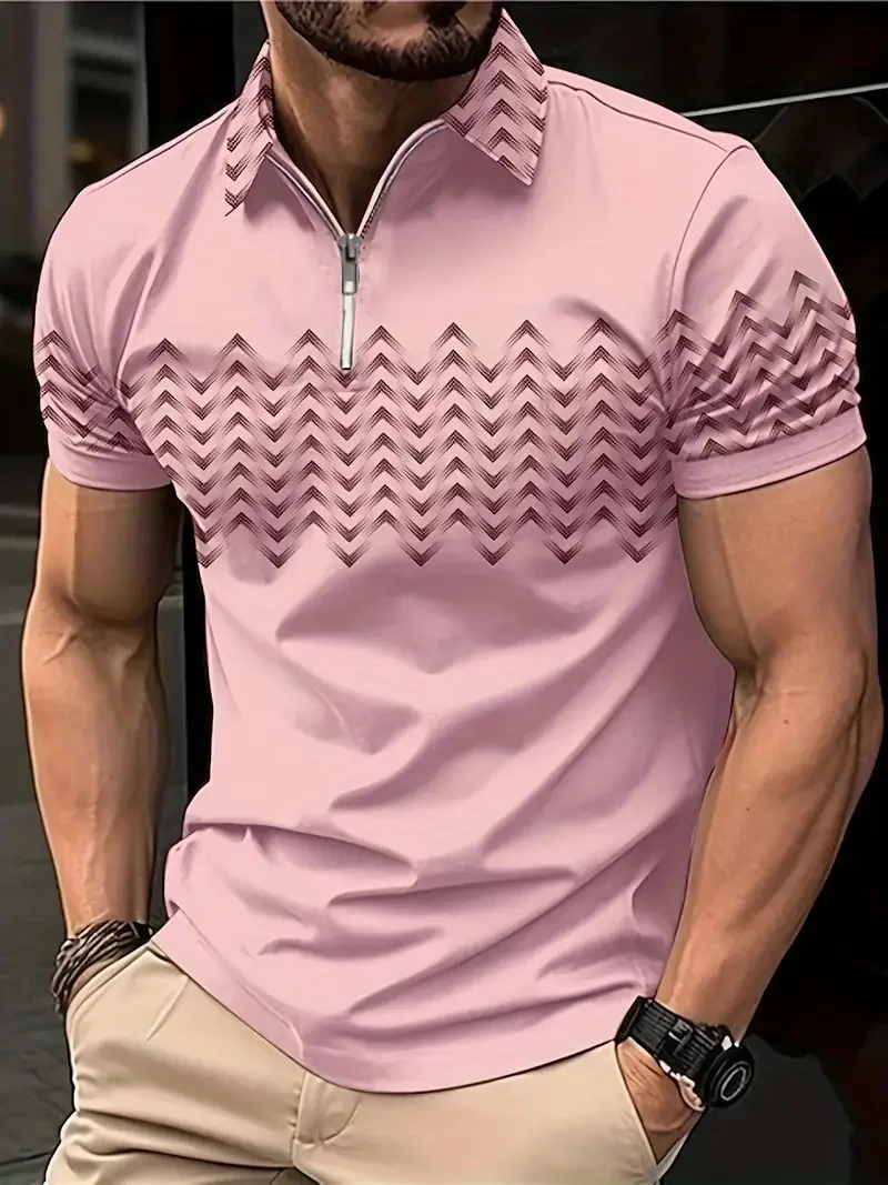 Solid color logo zipper 3D printing minimalist men's short sleeved POLO shirt minimalist casual short sleeved top
Solid color logo zipper 3D printing minimalist men's short sleeved POLO shirt minimalist casual short sleeved top