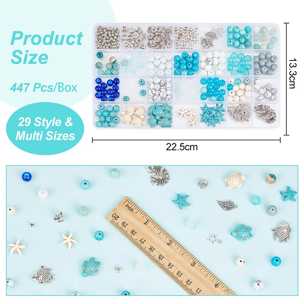 DIY Ocean Theme Jewelry Making Kit Including Mixed Stone Glass Alloy Brass Beads Pendants TortoiseTube Leaf Starfish Shell Shape
DIY Ocean Theme Jewelry Making Kit Including Mixed Stone Glass Alloy Brass Beads Pendants TortoiseTube Leaf Starfish Shell Shape