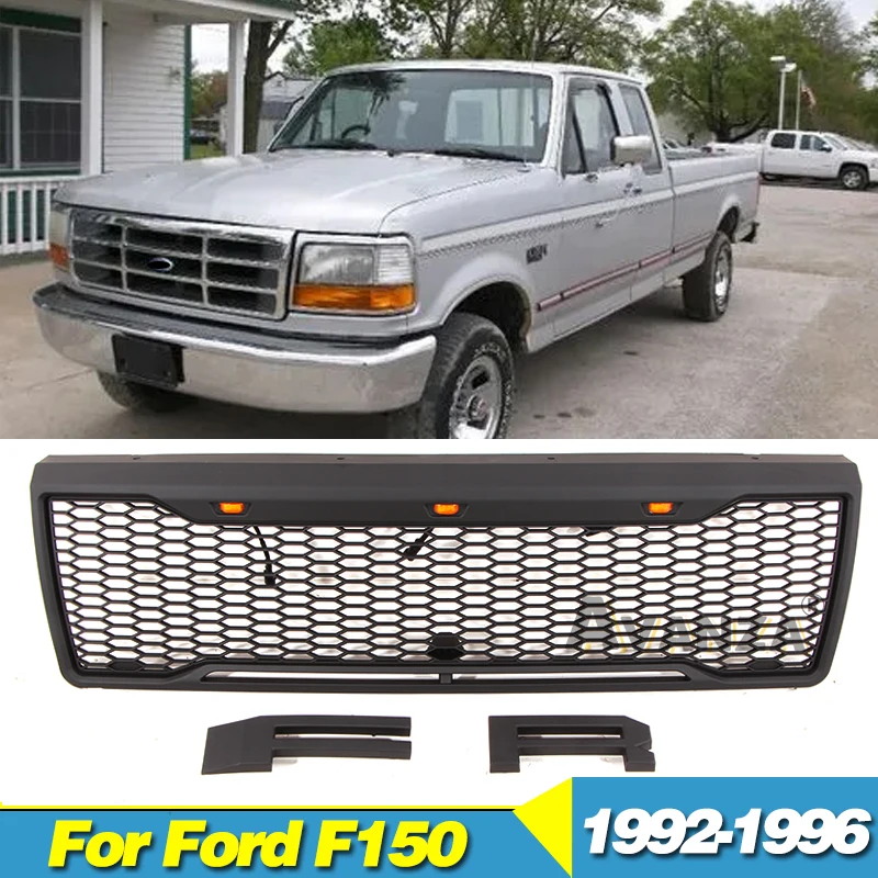 Front Grille With LED Lights F-150 Raptor Matte Black Racing grill Fits For 1992-1996 Ford F150
Front Grille With LED Lights F-150 Raptor Matte Black Racing grill Fits For 1992-1996 Ford F150