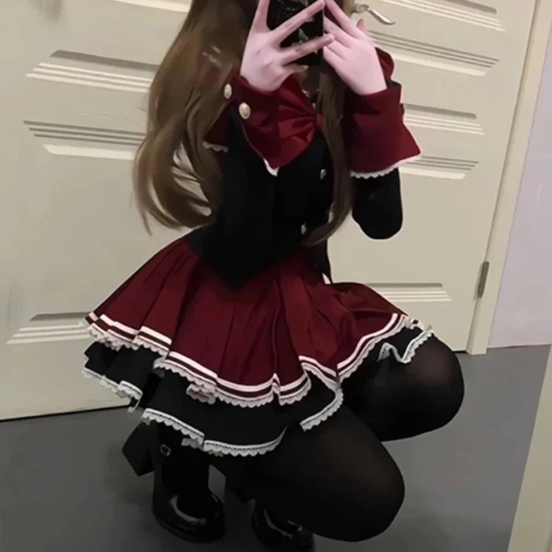 Preppy Style Japanese Gothic Women Sweet Skirt Set Bow Sailor Collar Tops Cute Mini Pleated Skirts Y2k Lolita JK Uniform Suits
Preppy Style Japanese Gothic Women Sweet Skirt Set Bow Sailor Collar Tops Cute Mini Pleated Skirts Y2k Lolita JK Uniform Suits