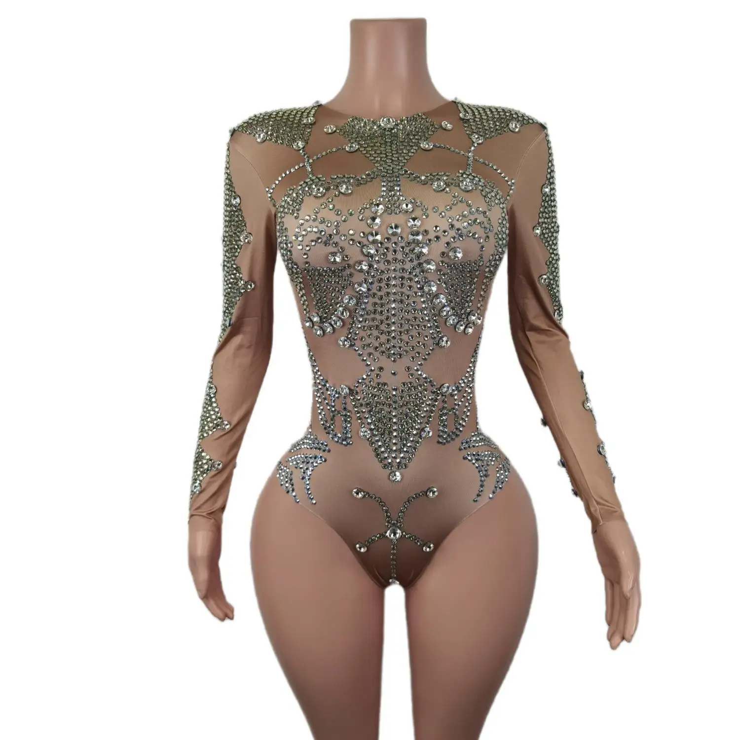 Sexy Nude Spandex Skinny Rhinestone Bodysuit Women Leotard Festival Outfit Gogo Dancer Costume Stage Performance Jumpsuits
Sexy Nude Spandex Skinny Rhinestone Bodysuit Women Leotard Festival Outfit Gogo Dancer Costume Stage Performance Jumpsuits