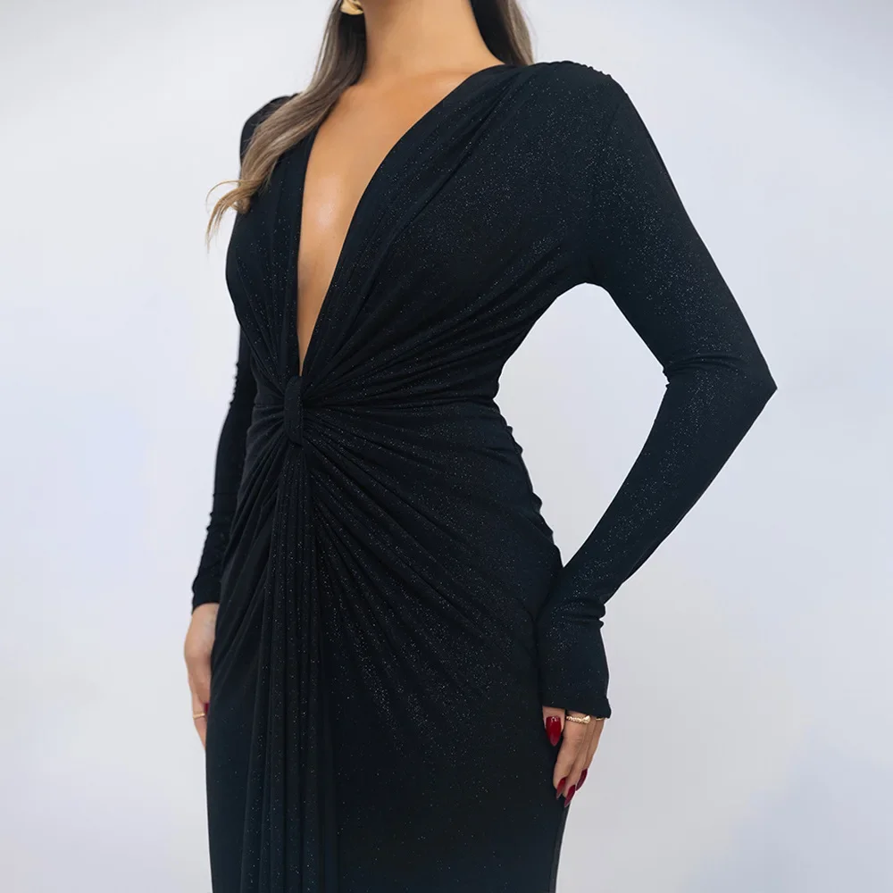 BluWin Glitter Deep V Neck Maxi Dress For Women Elegant Sparkle Long Sleeve Ruched Bodycon Split Club Party Dress Female Sexy Dr
BluWin Glitter Deep V Neck Maxi Dress For Women Elegant Sparkle Long Sleeve Ruched Bodycon Split Club Party Dress Female Sexy Dr