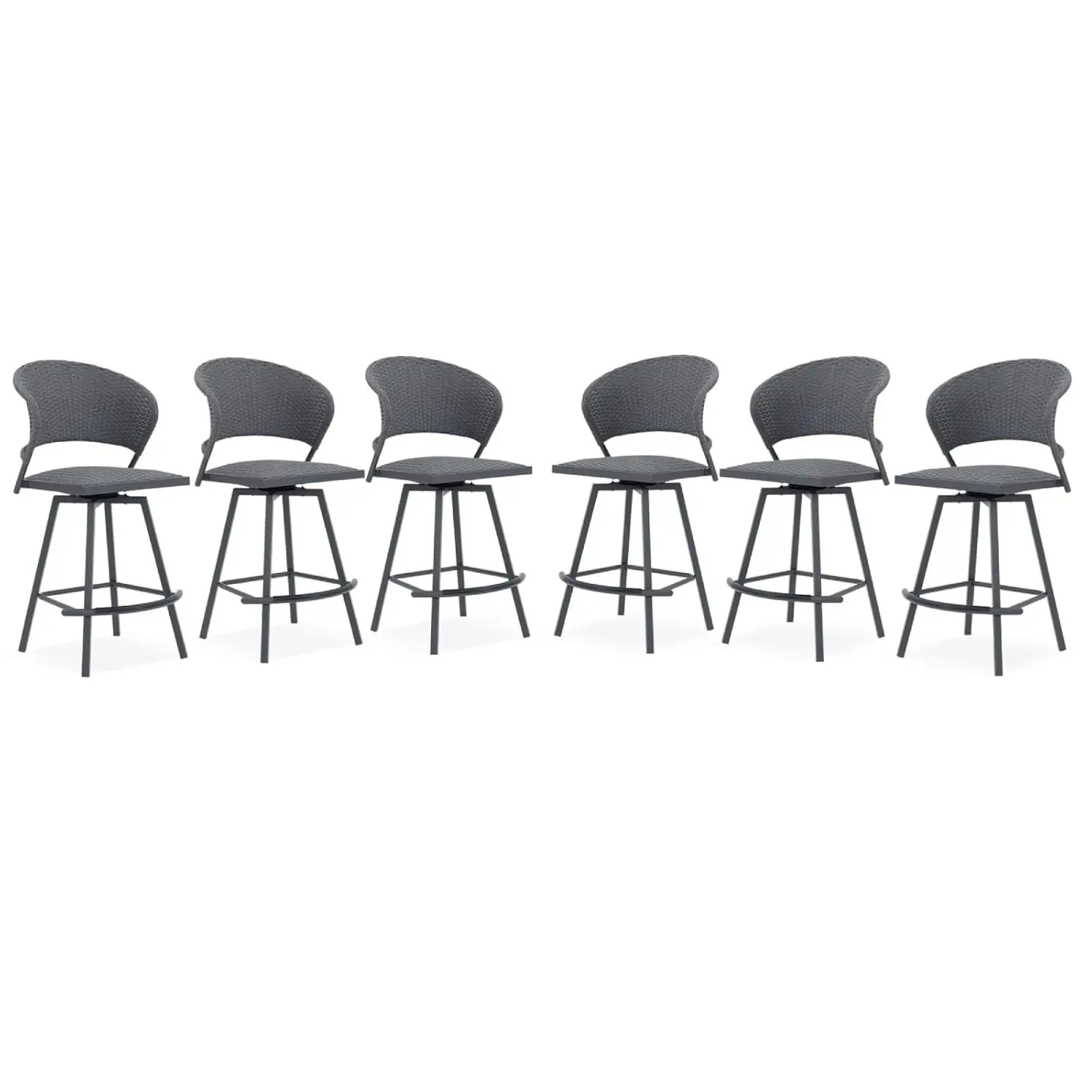 Patio Swivel Bar Stools Set Of 6 Outdoor Wicker Chairs With Backrest Metal Frame For Bistro Lawn Garden, Customized
Patio Swivel Bar Stools Set Of 6 Outdoor Wicker Chairs With Backrest Metal Frame For Bistro Lawn Garden, Customized