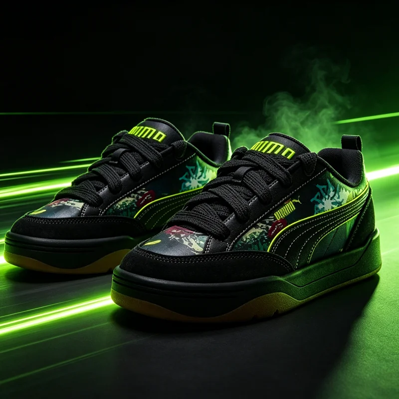 Graffiti Print Puma Low Skate Shoes Men Women Black Suede Neon Trim Gum Sole Streetwear Skateboard Casual Sneakers
Graffiti Print Puma Low Skate Shoes Men Women Black Suede Neon Trim Gum Sole Streetwear Skateboard Casual Sneakers