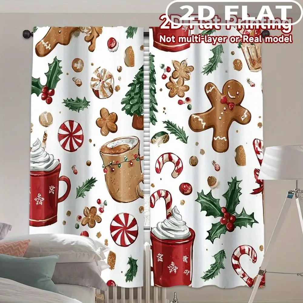 2D FLAT 2pcs Curtains Gingerbread Cookies Candy Canes Mugs Holly Perfect for Bedroom, Living Room, Suitable for 4 Seasons
2D FLAT 2pcs Curtains Gingerbread Cookies Candy Canes Mugs Holly Perfect for Bedroom, Living Room, Suitable for 4 Seasons