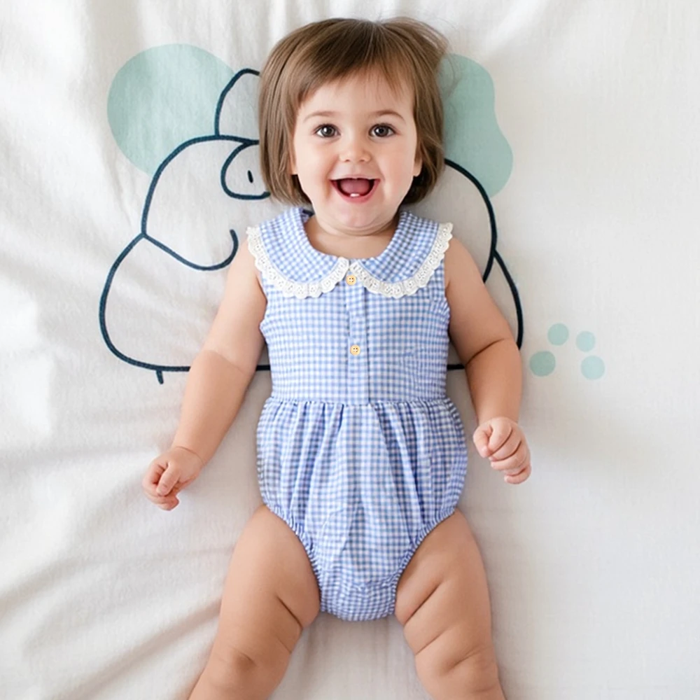 Baby Girls Bodysuits Sleeveless Princess Summer Cotton Cute Plaid Clothing
Baby Girls Bodysuits Sleeveless Princess Summer Cotton Cute Plaid Clothing
