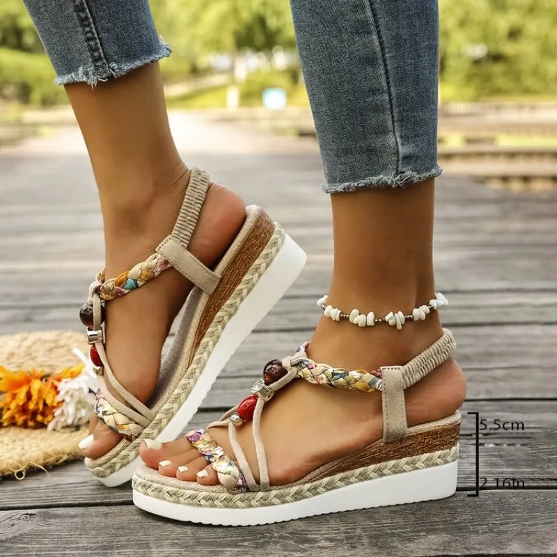 Ladies New Summer Wedge Sandals Women Open Toe Bohemian Lightweight Comfortable Elastic Band Women's Platform High Heel Sandals
Ladies New Summer Wedge Sandals Women Open Toe Bohemian Lightweight Comfortable Elastic Band Women's Platform High Heel Sandals