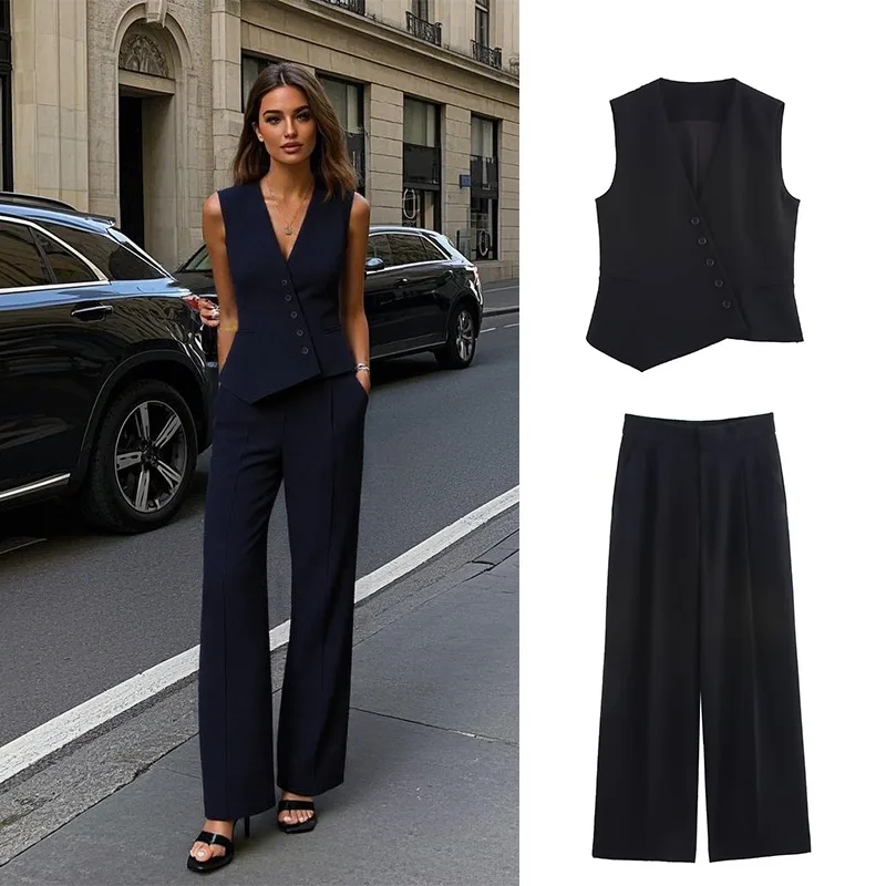 Women's Asymmetric Vest & Wide Leg Pants Set High Waisted Work Office Wear Lightweight Wrinkle-Resistant Fabric Business Casual
Women's Asymmetric Vest & Wide Leg Pants Set High Waisted Work Office Wear Lightweight Wrinkle-Resistant Fabric Business Casual