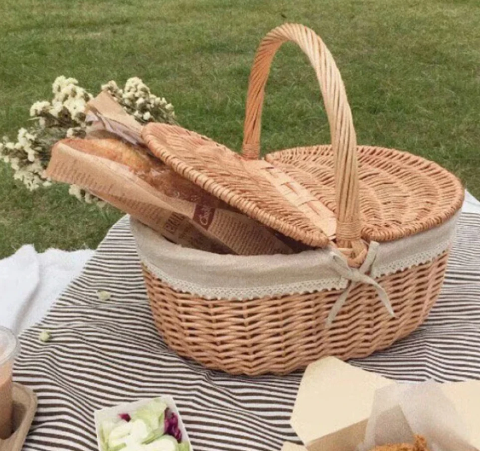 Multi-Function Hand-Woven Baskets Outdoor Picnic Fruit Storage Basket Easter Household Snack Container Wicker Basket With Lid
Multi-Function Hand-Woven Baskets Outdoor Picnic Fruit Storage Basket Easter Household Snack Container Wicker Basket With Lid