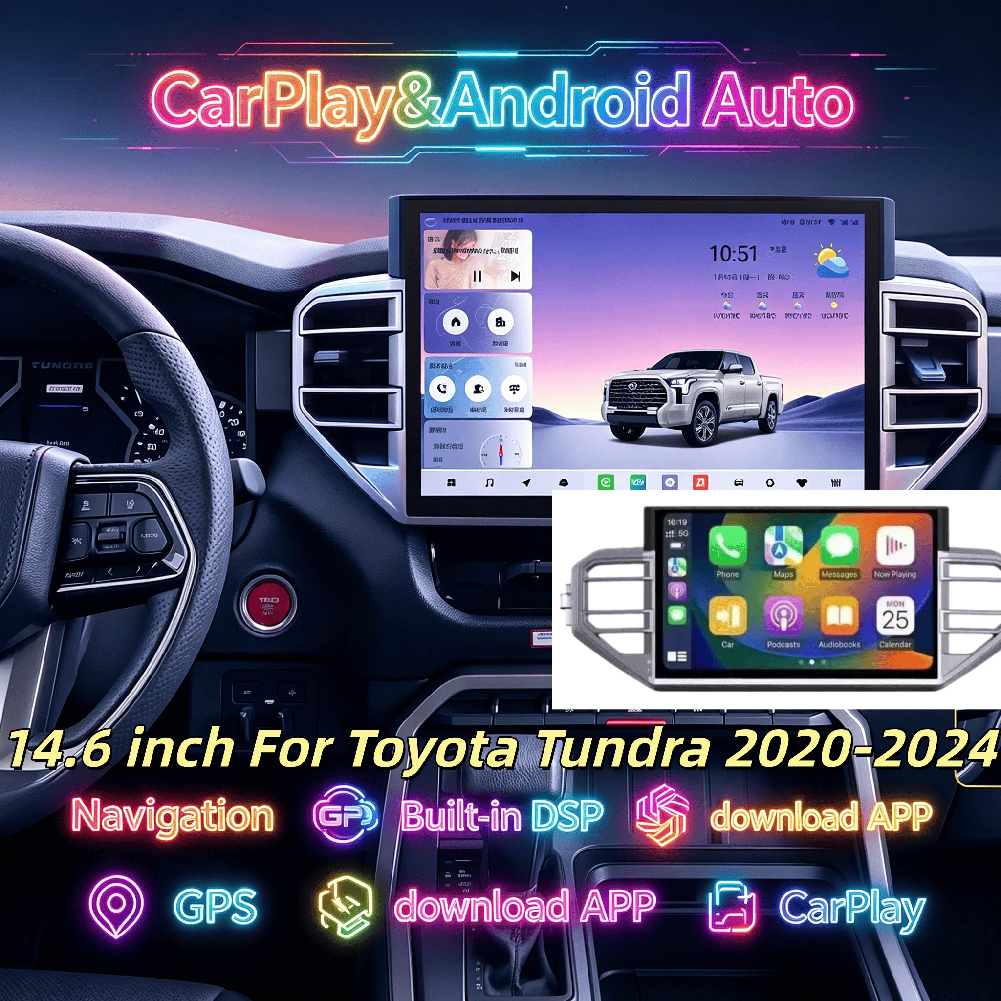 14.6" QLED Screen Android 13 Auto Radio For Toyota Tundra 2020-2024 CarPlay Stereo Audio GPS DSP Multimedia Video Player 4G
14.6" QLED Screen Android 13 Auto Radio For Toyota Tundra 2020-2024 CarPlay Stereo Audio GPS DSP Multimedia Video Player 4G