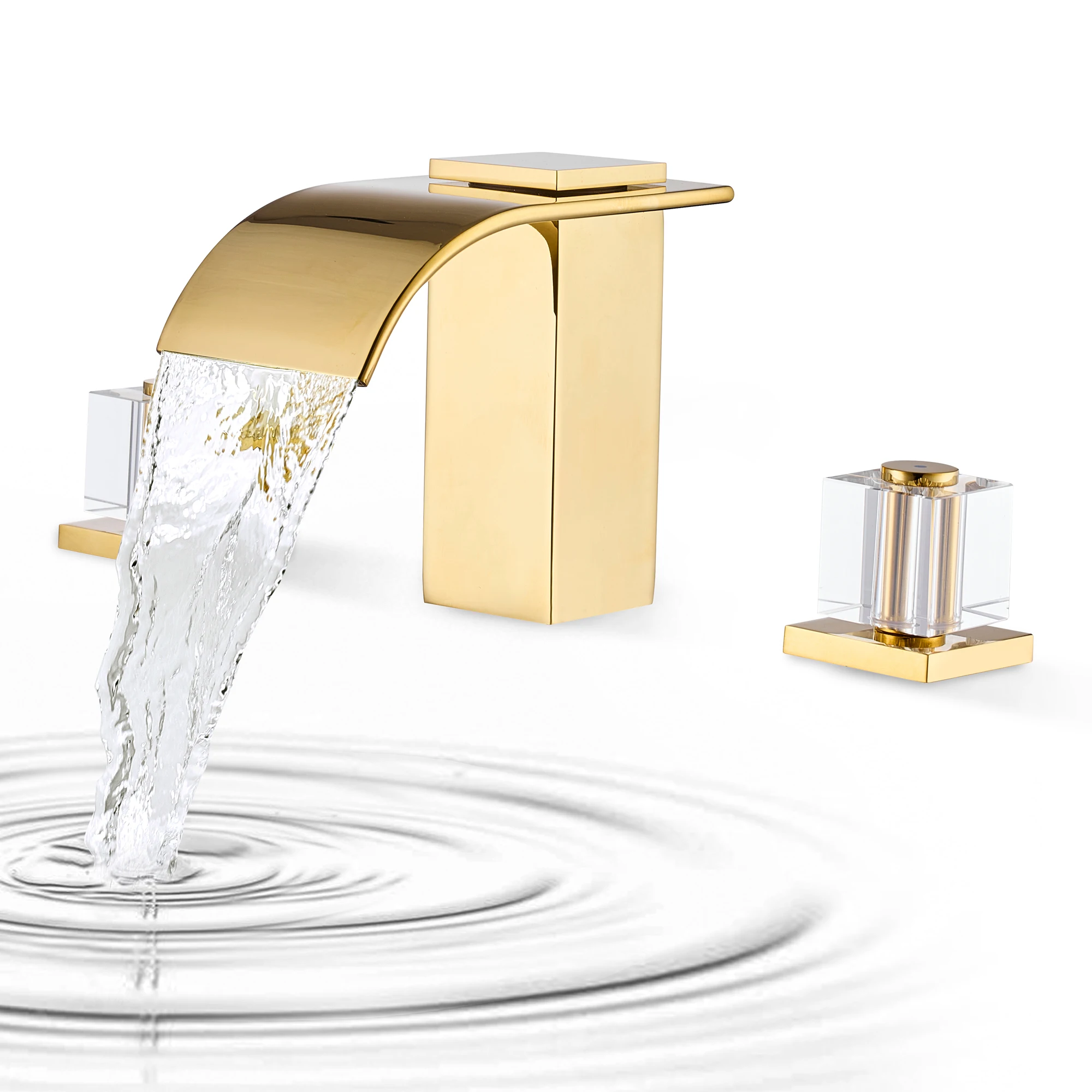 8 Inch Waterfall Sink Faucet Deck Mounted Three Hole Bathroom Sink Faucets Modern Dual Handle Cold Hot Mixer Tap Gold
8 Inch Waterfall Sink Faucet Deck Mounted Three Hole Bathroom Sink Faucets Modern Dual Handle Cold Hot Mixer Tap Gold