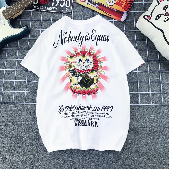 Japanese trendy brand lucky cat cartoon American retro pure cotton loose large size short-sleeved T-shirt men and women couples
Japanese trendy brand lucky cat cartoon American retro pure cotton loose large size short-sleeved T-shirt men and women couples