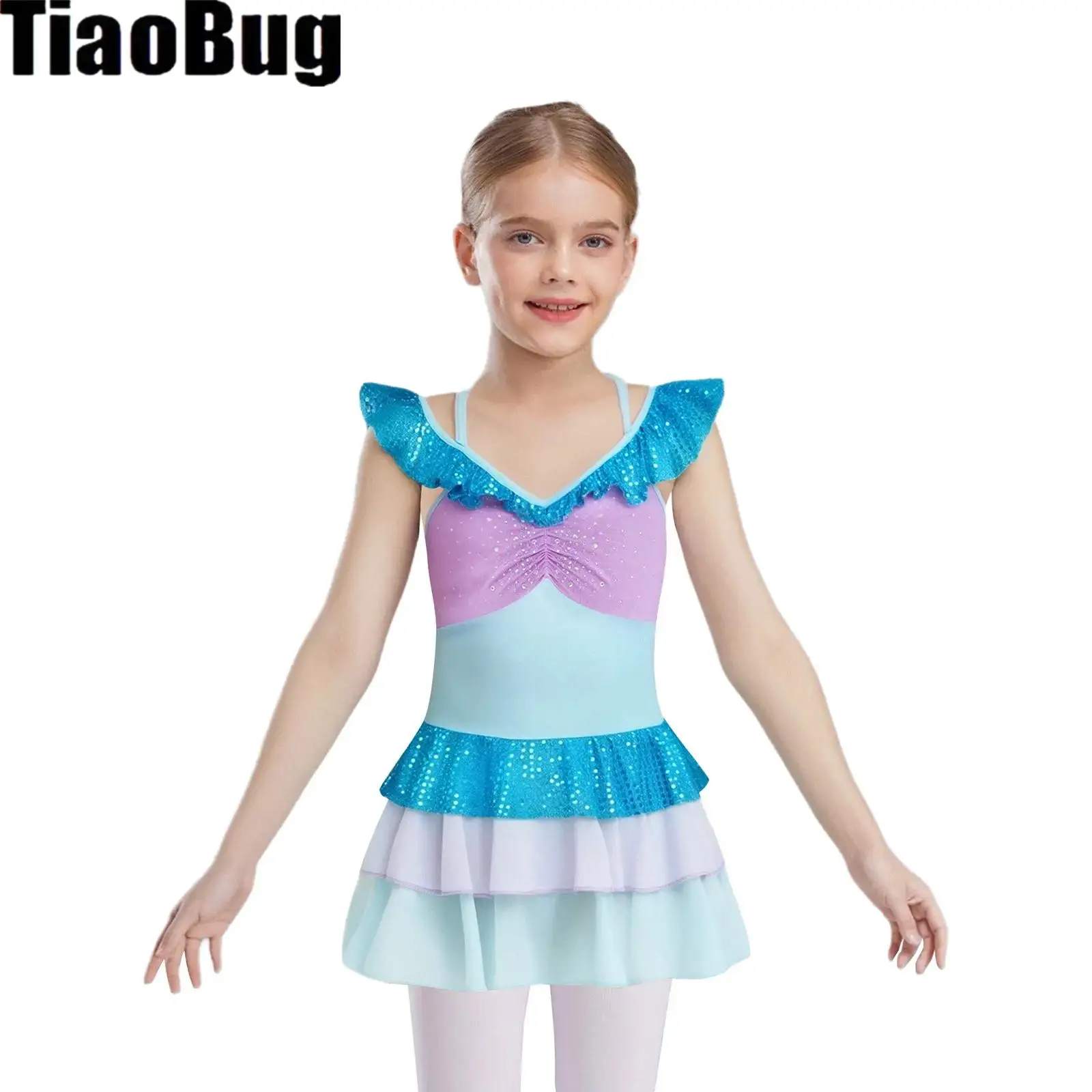 Girls Figure Skating Dance Costume Shiny Sequin Gymnastics Ballet Dress Cross Back Rhinestones Color Block Tiered Leptard Dress
Girls Figure Skating Dance Costume Shiny Sequin Gymnastics Ballet Dress Cross Back Rhinestones Color Block Tiered Leptard Dress