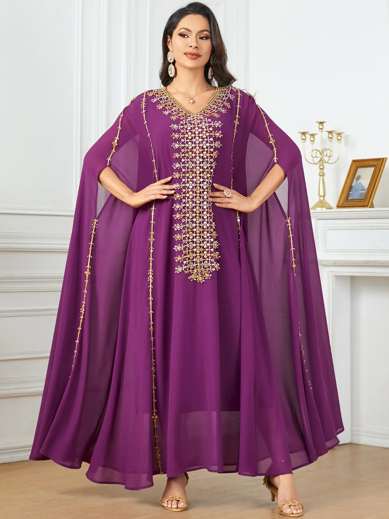 Dubai Embroidery Chiffon Abaya Muslim Women Batwing Sleeve Loose Dress Kaftan Djellaba Turkey Morocco Arab Robe Islamic Clothing
Dubai Embroidery Chiffon Abaya Muslim Women Batwing Sleeve Loose Dress Kaftan Djellaba Turkey Morocco Arab Robe Islamic Clothing