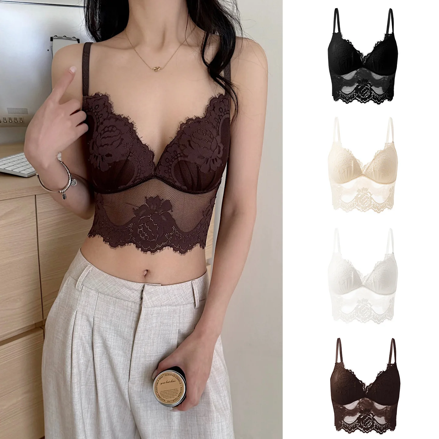 2026 New French Lace Triangle Cup Back Cami Women Mesh Breathable Lingerie With Pads Soft Inner Wear Basic Undergarment Wear
2026 New French Lace Triangle Cup Back Cami Women Mesh Breathable Lingerie With Pads Soft Inner Wear Basic Undergarment Wear