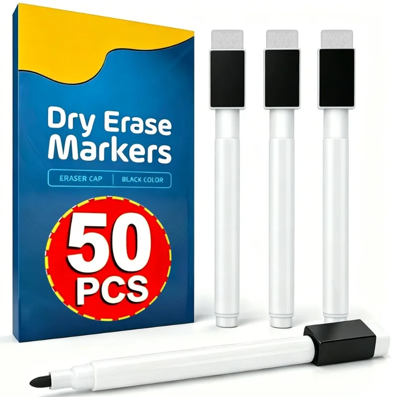 50/5Pcs Black Marker Pens Magnetic Whiteboard Dry Erase Pens Built Cap with Eraser Cap Office School Stationery Writing Tools
50/5Pcs Black Marker Pens Magnetic Whiteboard Dry Erase Pens Built Cap with Eraser Cap Office School Stationery Writing Tools