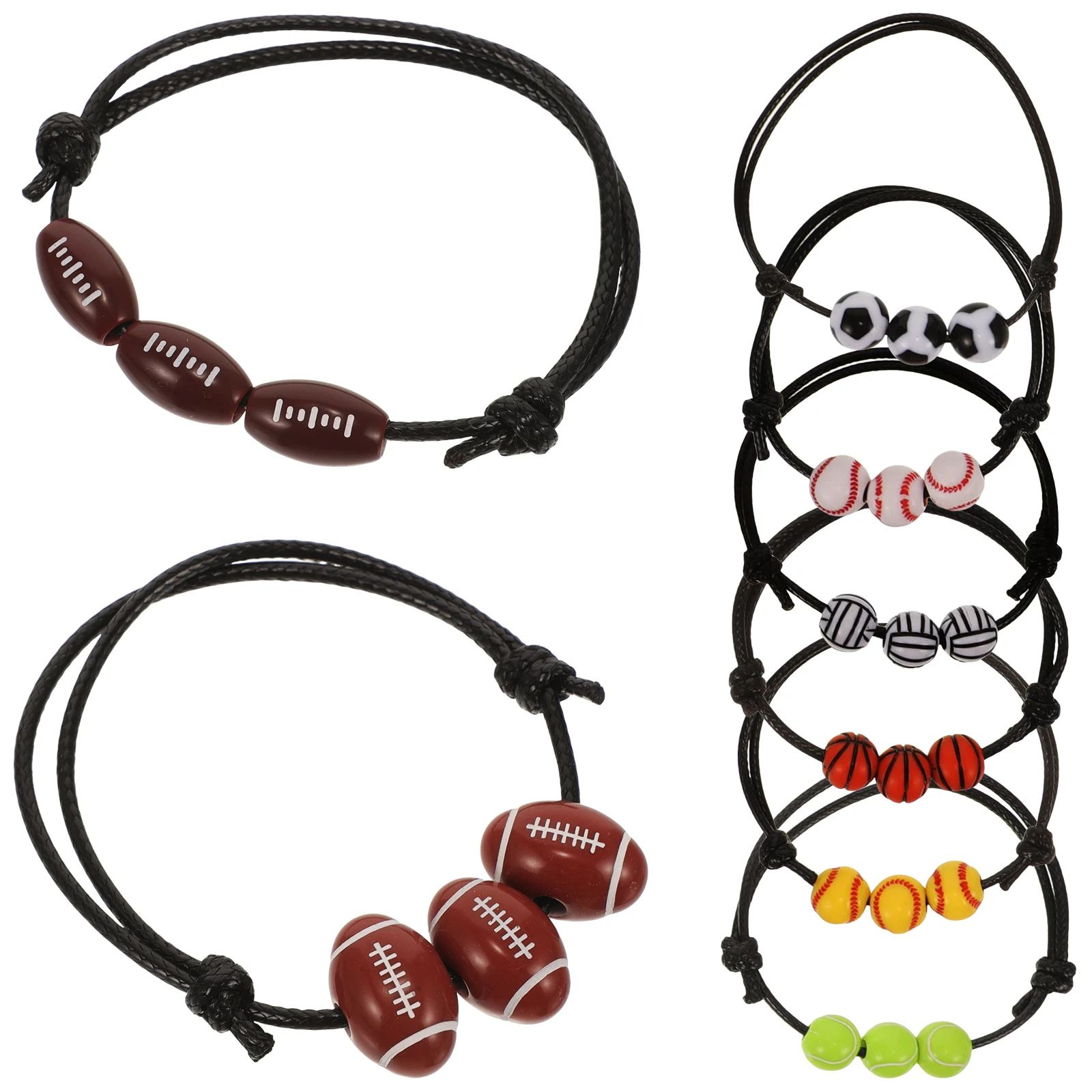 8pcs Sports Ball Bracelets Adjustable Wear-Resist Wrist Bracelet For Team Spirit Fashion Sports Jewelry Gift For Birthday Party
8pcs Sports Ball Bracelets Adjustable Wear-Resist Wrist Bracelet For Team Spirit Fashion Sports Jewelry Gift For Birthday Party