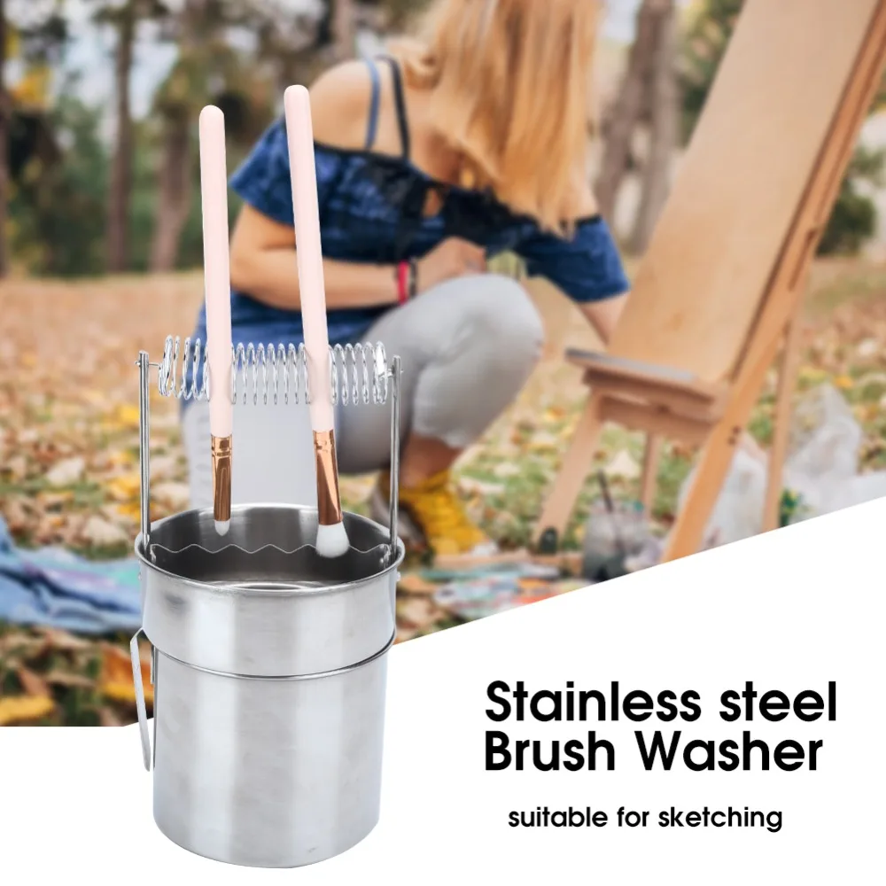 Large Capacity Double-layer Stainless Steel Artist Brush Washer Portable Sturdy Painter Cup Pencil Holding Slot
Large Capacity Double-layer Stainless Steel Artist Brush Washer Portable Sturdy Painter Cup Pencil Holding Slot