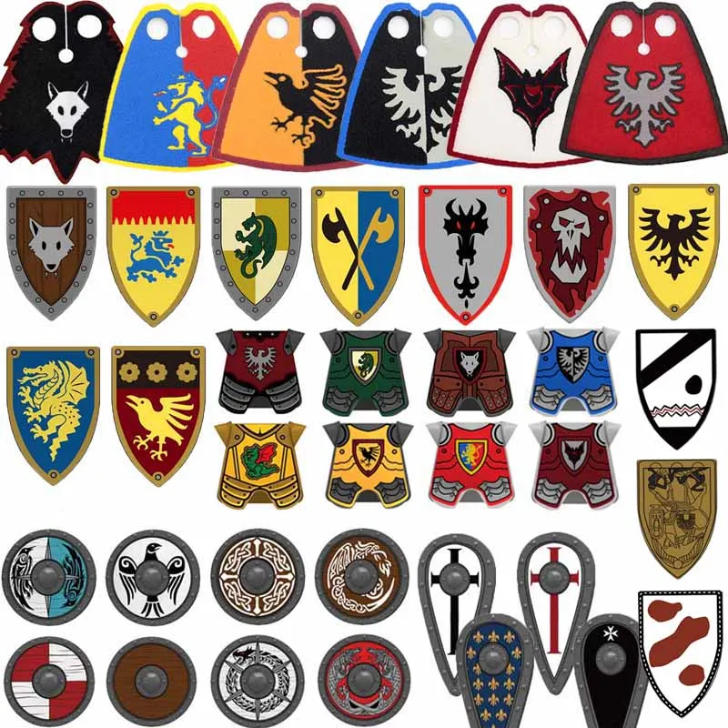 Medieval Castle Soldier Figure Equipment Building Blocks Lion Black Eagle Knight Waffen Accessories Shield Vest Cloak Brick Toys 
Medieval Castle Soldier Figure Equipment Building Blocks Lion Black Eagle Knight Waffen Accessories Shield Vest Cloak Brick Toys