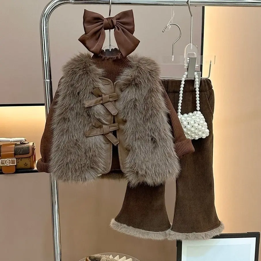 Girls Maillard Set Autumn and Winter New Korean Hairy and Fashionable Vest Popular Three Piece Plush Pants Set
Girls Maillard Set Autumn and Winter New Korean Hairy and Fashionable Vest Popular Three Piece Plush Pants Set