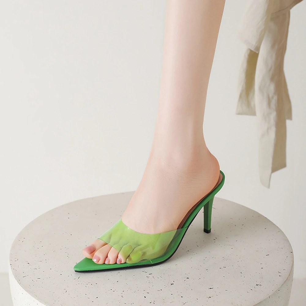 Fashion Transparent Pointed Toe Thin High Heel Mules for Women Summer Dress Slides Big Size 35-43 508-8
Fashion Transparent Pointed Toe Thin High Heel Mules for Women Summer Dress Slides Big Size 35-43 508-8