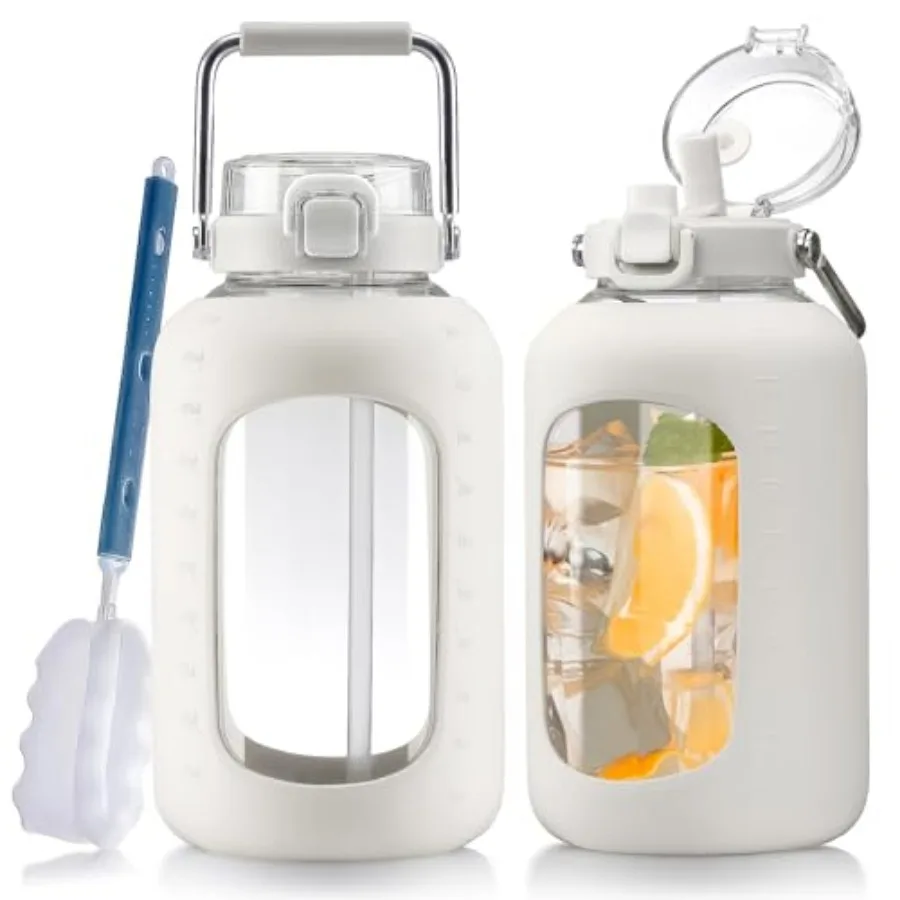 Large Glass Water Bottles with Stainless Steel Handle, 100 oz Gallon Drinking Bottle with 2-in-1 Straw Lid, 3 Liter Glass Water
Large Glass Water Bottles with Stainless Steel Handle, 100 oz Gallon Drinking Bottle with 2-in-1 Straw Lid, 3 Liter Glass Water