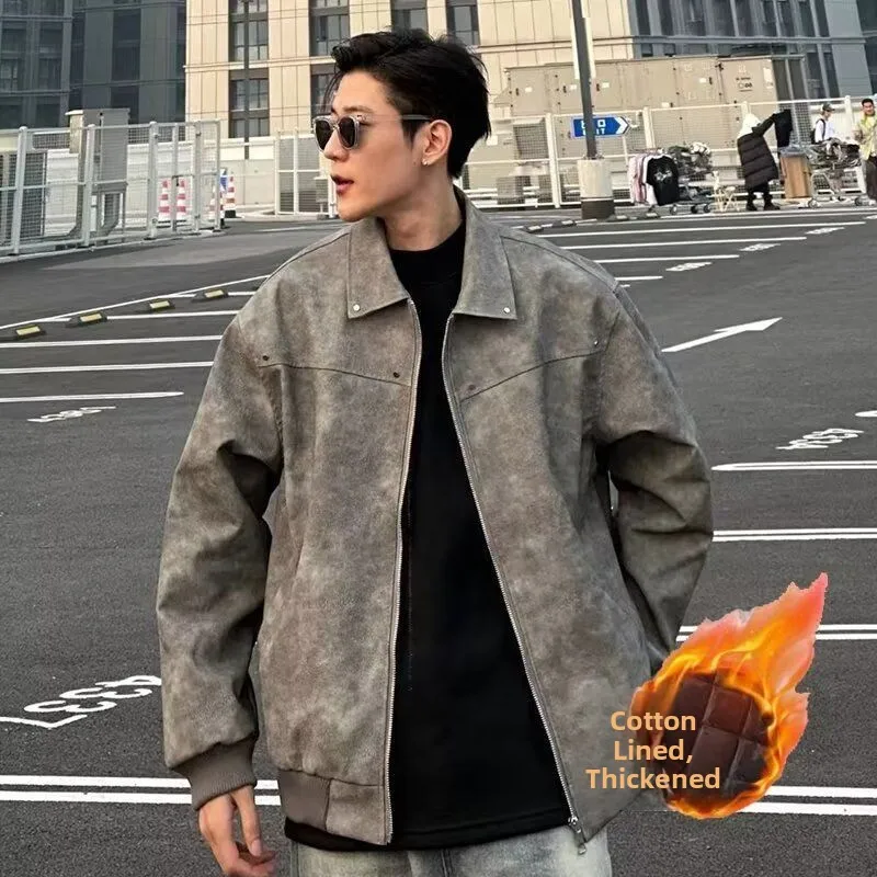 American Sle Vintage Leather Jaet Men's Trendy High-End Feeling Haome Stand Collar Jaet Autumn Winter Loose Casual T...
American Sle Vintage Leather Jaet Men's Trendy High-End Feeling Haome Stand Collar Jaet Autumn Winter Loose Casual T...