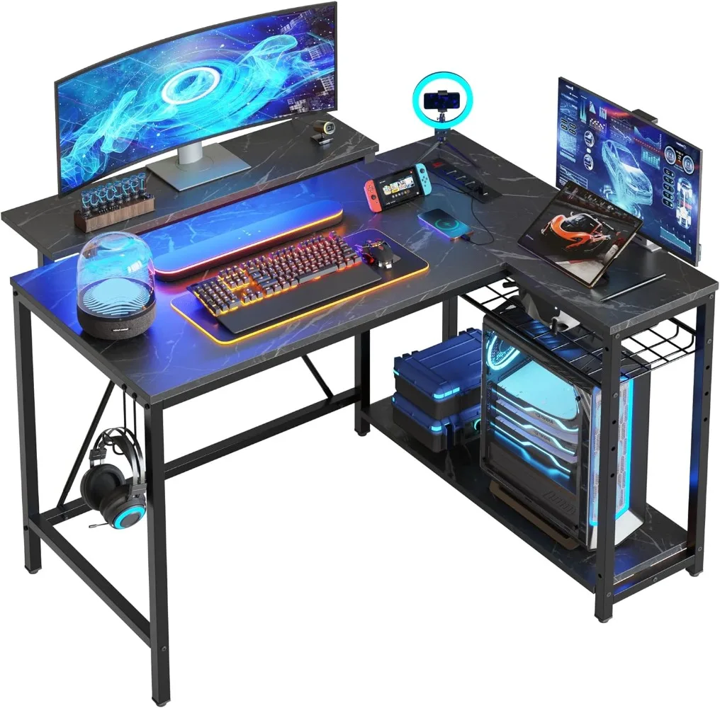 Bestier Small Gaming Desk with Power Outlets,42 L Shaped LED Computer Desk with Monitor Stand Reversible Storage Shelves,Corner
Bestier Small Gaming Desk with Power Outlets,42 L Shaped LED Computer Desk with Monitor Stand Reversible Storage Shelves,Corner