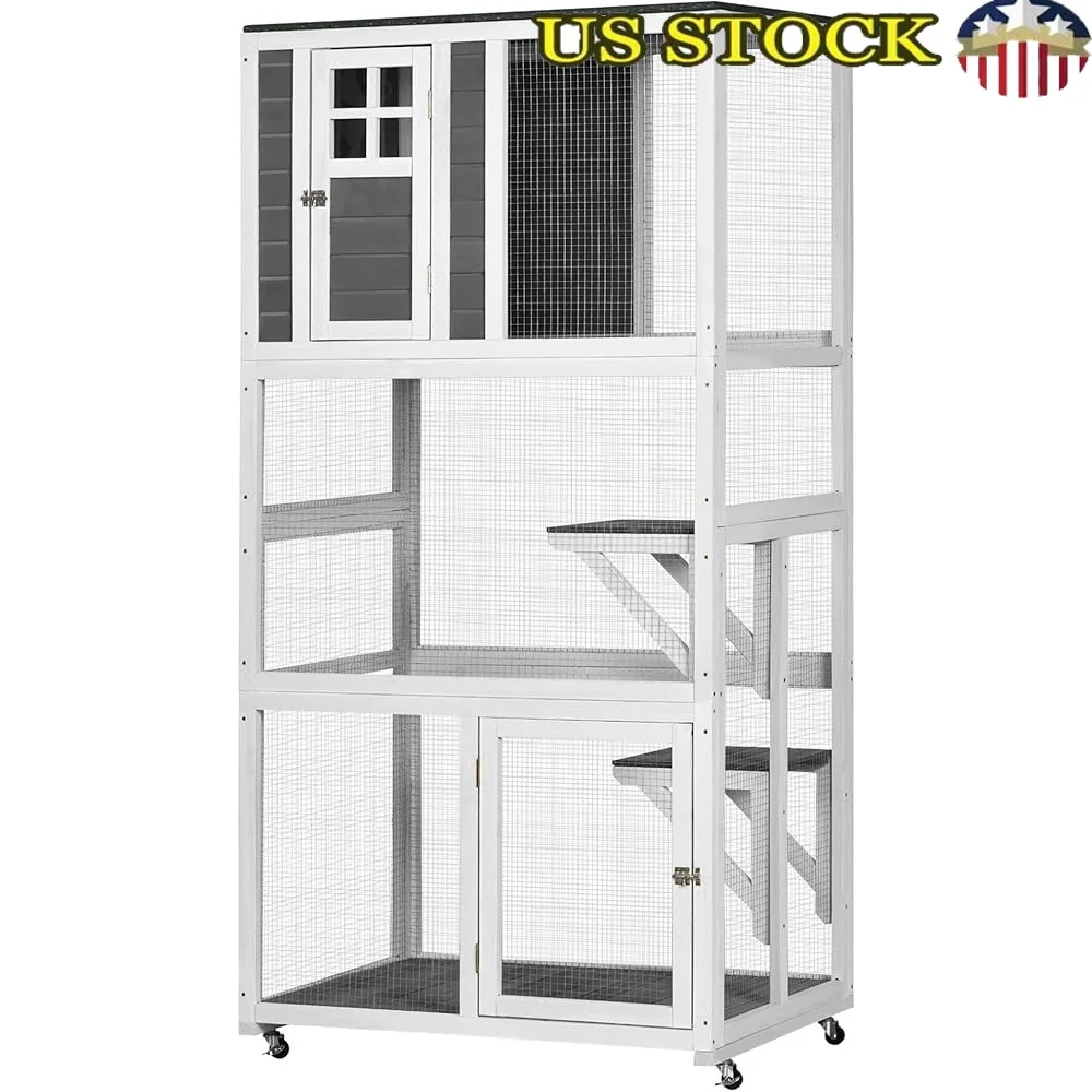 74 Wooden Catio Outdoor Cat House Weatherproof Rolling Cat Enclosure with High Weight Capacity Large Cat Condo Kitty Shelter
74 Wooden Catio Outdoor Cat House Weatherproof Rolling Cat Enclosure with High Weight Capacity Large Cat Condo Kitty Shelter