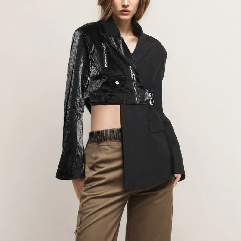 American Cool Unisex Motorcycle Style Coat Spring New Polo Collar Long Sleeve Lrregular Waist Exposed Suit Coat For Women
American Cool Unisex Motorcycle Style Coat Spring New Polo Collar Long Sleeve Lrregular Waist Exposed Suit Coat For Women