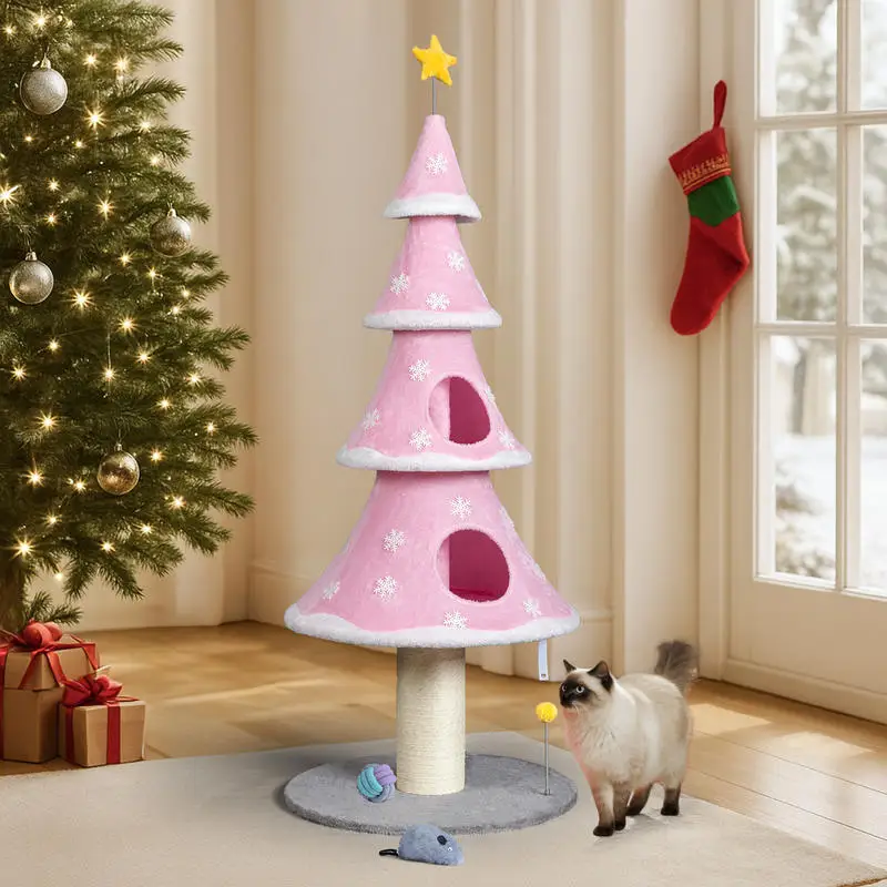 60*60*150CM Snowflake Four-Tier Christmas Hide-and-Seek Cat Tree, Pink with White Edges, Cat Tree, Pet Holiday Supplies
60*60*150CM Snowflake Four-Tier Christmas Hide-and-Seek Cat Tree, Pink with White Edges, Cat Tree, Pet Holiday Supplies
