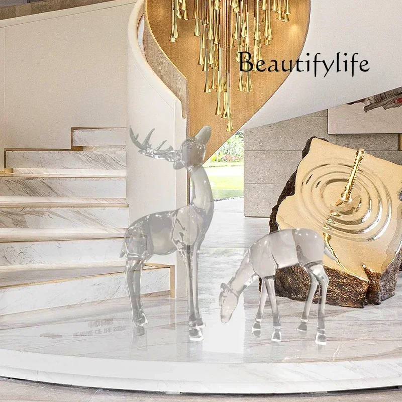 Hotel Lobby Indoor Transparent Elk Sculptured Ornaments Light Luxury Large Floor Resin Landscape Decoration
Hotel Lobby Indoor Transparent Elk Sculptured Ornaments Light Luxury Large Floor Resin Landscape Decoration