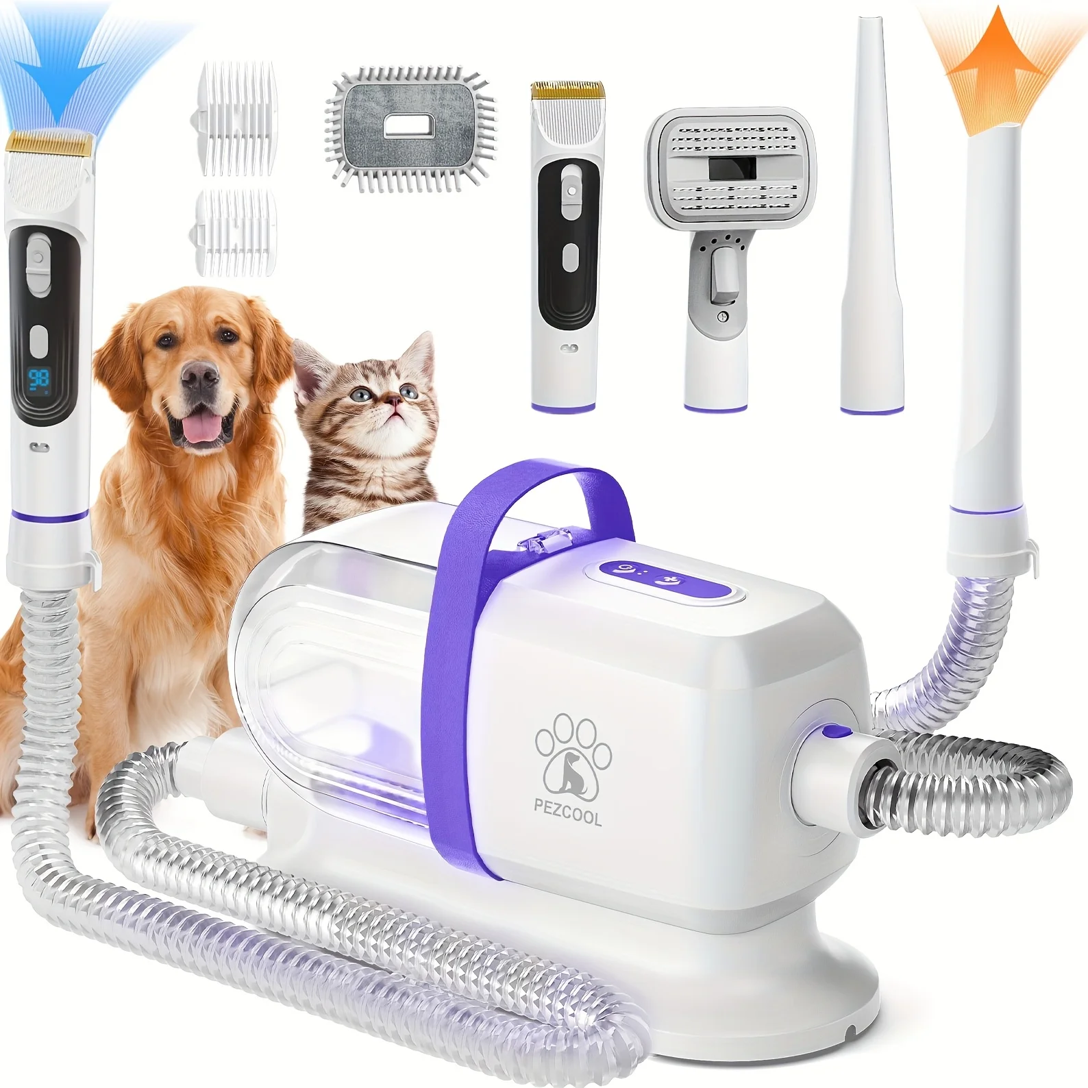 8-in-1 Pet Grooming Vacuum & Dog Hair Vacuum, 12000Pa Powerful Dog Vacuum For Shedding Grooming Hair, 74.39oz Large Dust Cup, Low Noise, 3 Suction Levels, 6 Grooming Tools, Home Cleaning, Without Battery
8-in-1 Pet Grooming Vacuum & Dog Hair Vacuum, 12000Pa Powerful Dog Vacuum For Shedding Grooming Hair, 74.39oz Large Dust Cup, Low Noise, 3 Suction Levels, 6 Grooming Tools, Home Cleaning, Without Battery