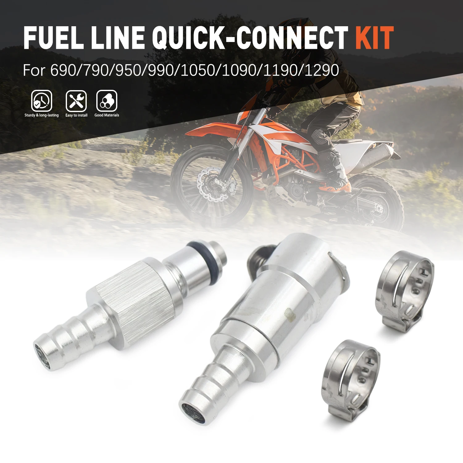 6MM Motorcycle Part For 690 790 950 990 1050 1090 1190 1290 Fuel Pump Quick Release Metal Connector Fuel pipe connector set
6MM Motorcycle Part For 690 790 950 990 1050 1090 1190 1290 Fuel Pump Quick Release Metal Connector Fuel pipe connector set