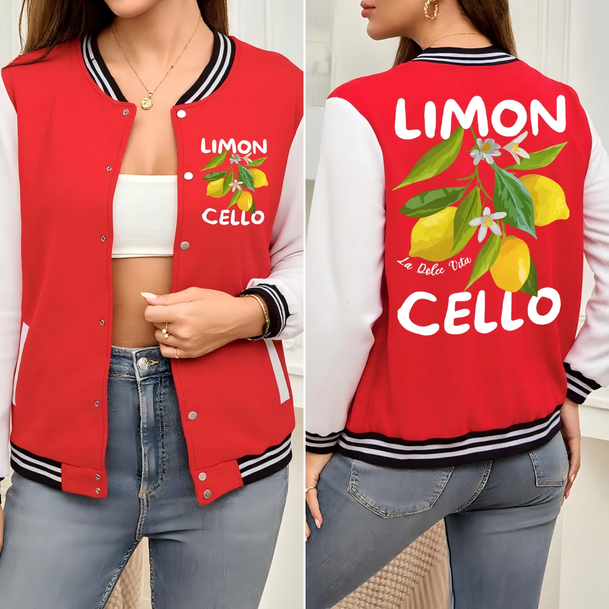 Lemon Fruits Cello Pink Letter Print Baseball Uniform Women Colorful Street Jacket Autumn Oversized Top Cotton Pocket Clothes
Lemon Fruits Cello Pink Letter Print Baseball Uniform Women Colorful Street Jacket Autumn Oversized Top Cotton Pocket Clothes