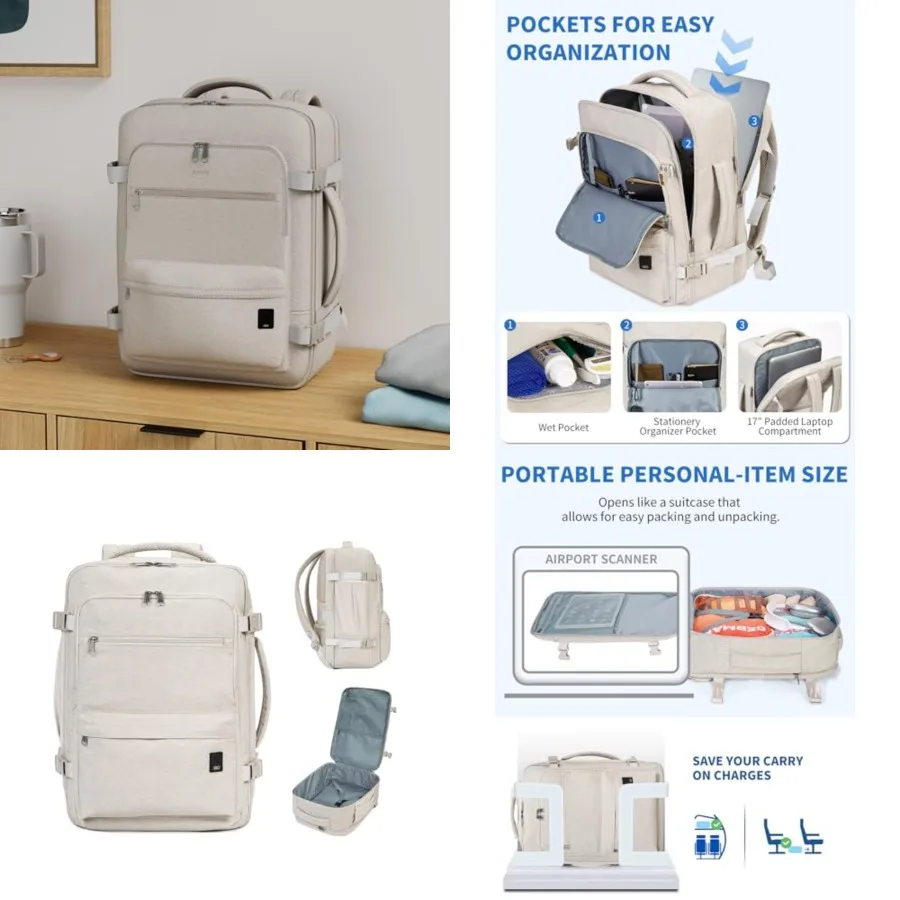 Travel Backpack For Spirit Airlines Personal Item Bag 18x14x8 with Wet Pocket, 17 Inch Laptop Backpack for Men Women White
Travel Backpack For Spirit Airlines Personal Item Bag 18x14x8 with Wet Pocket, 17 Inch Laptop Backpack for Men Women White