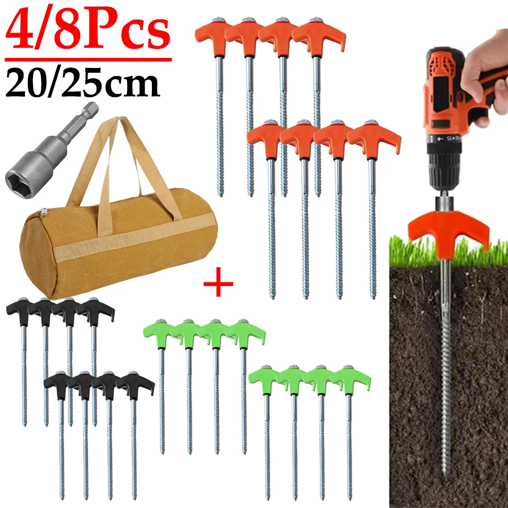 20/25cm Screw-in Tent Stakes Ground Anchors M8 Carbon Steel Hexagonal Plastic Head Spiral Screws Camping Peg Ground Nails Tool
20/25cm Screw-in Tent Stakes Ground Anchors M8 Carbon Steel Hexagonal Plastic Head Spiral Screws Camping Peg Ground Nails Tool