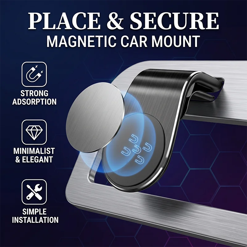 Strong Circular Magnetic Car Mount, Premium Metal 360 Rotatable Cell Phone Holder with Soft Silicone Pad Air Vent Clip
Strong Circular Magnetic Car Mount, Premium Metal 360 Rotatable Cell Phone Holder with Soft Silicone Pad Air Vent Clip