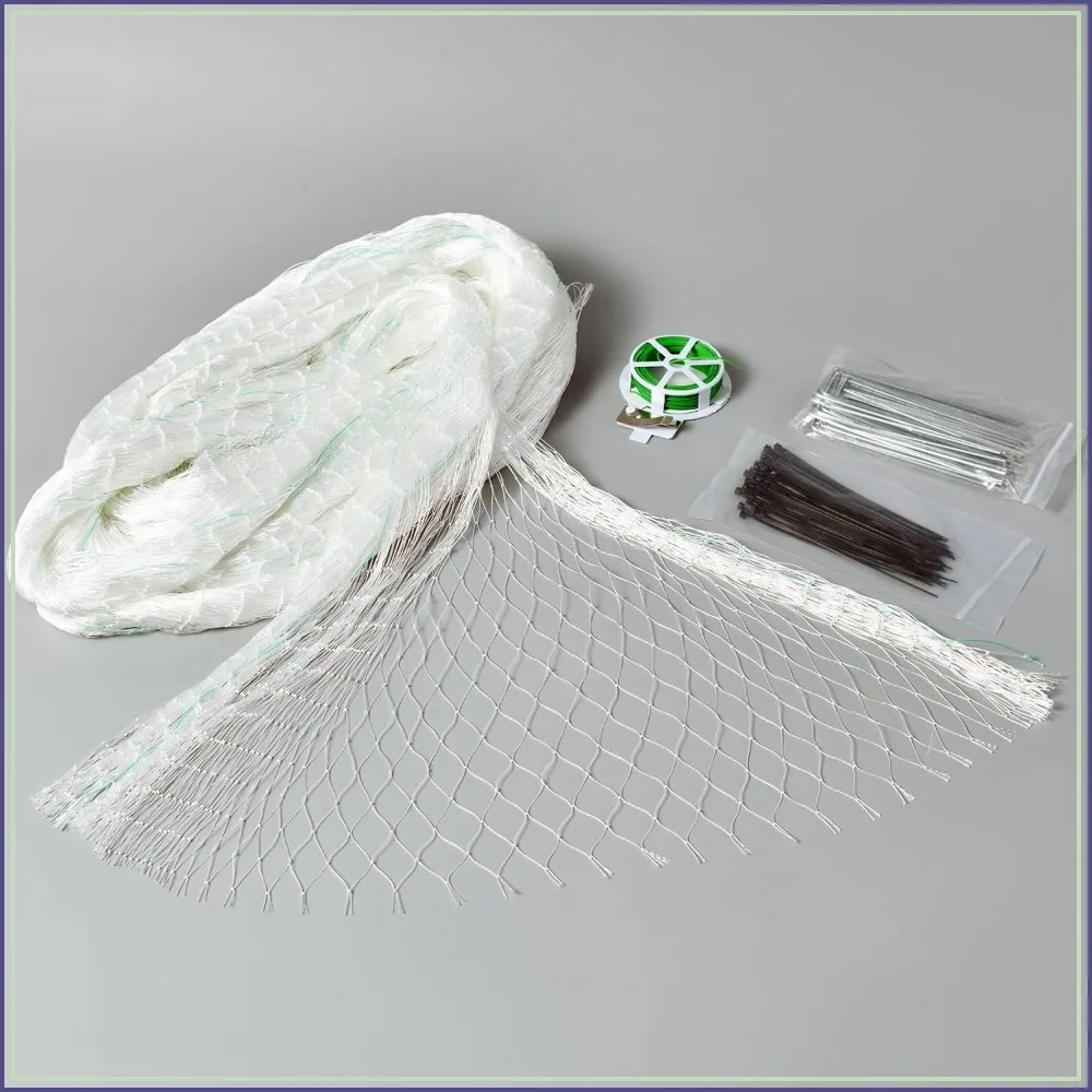 18'x50' White Polyester Bird Netting with 1" Square Mesh, Protect Poultry from Hawks, for Garden & Fruit Tree
18'x50' White Polyester Bird Netting with 1" Square Mesh, Protect Poultry from Hawks, for Garden & Fruit Tree