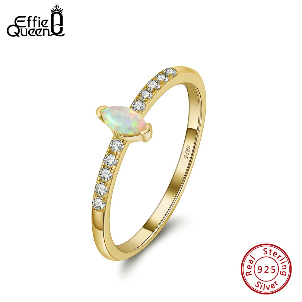 Кольца Effie Queen из стерлингового серебра 925 пробы, золото 14 карат, кольца Eternity с маркизовым опалом и сверкающим цирконием AAAAA, размер 5/6/7/8, элегантный подарок EQR28 
Кольца Effie Queen из стерлингового серебра 925 пробы, золото 14 карат, кольца Eternity с маркизовым опалом и сверкающим цирконием AAAAA, размер 5/6/7/8, элегантный подарок EQR28