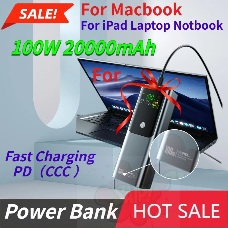 100W 20000mAh Power Bank Portable Charger External Battery PowerBank for Macbook for iPad Laptop Notbook Fast Charging PD(CCC )
100W 20000mAh Power Bank Portable Charger External Battery PowerBank for Macbook for iPad Laptop Notbook Fast Charging PD(CCC )