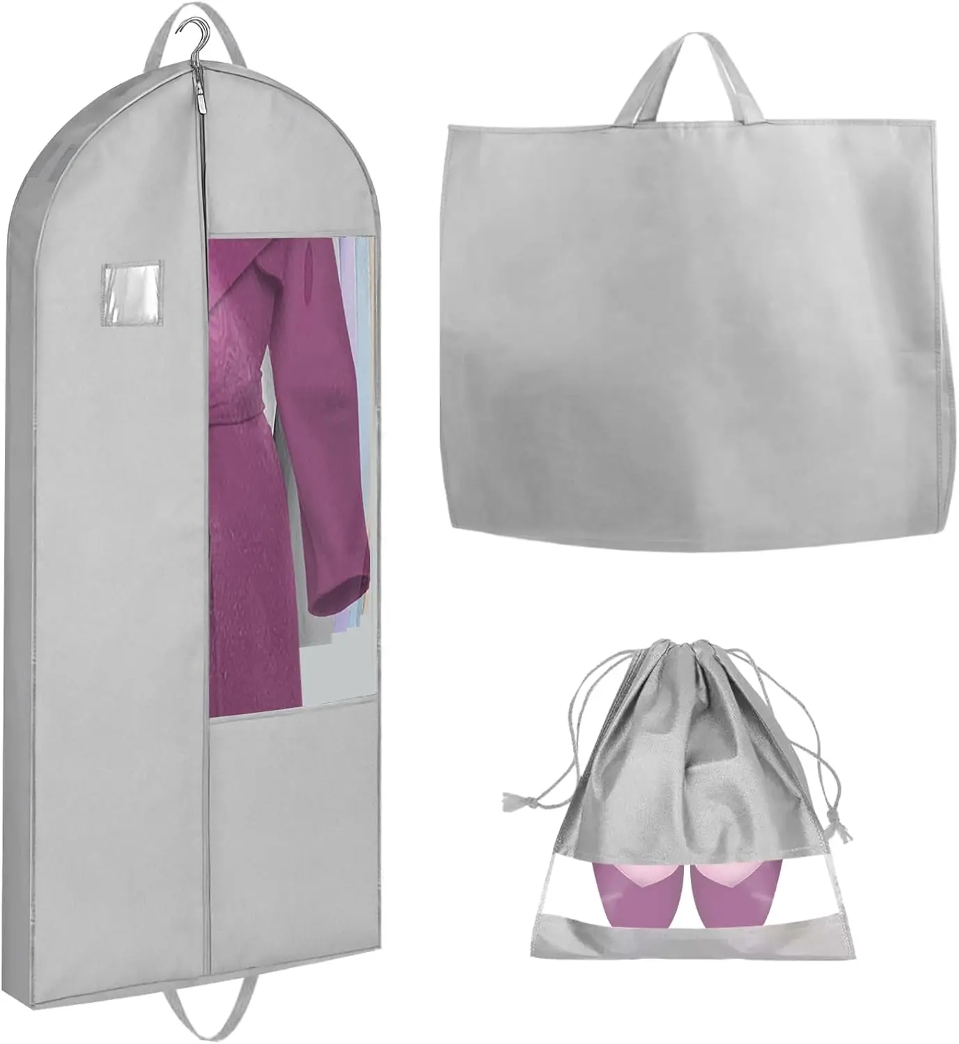 Garment Bags for Hanging Clothes, 4" Gusseted Suit Cover - Grey, 50", Double Zipper, Thickened 80G Non-Woven Fabric
Garment Bags for Hanging Clothes, 4" Gusseted Suit Cover - Grey, 50", Double Zipper, Thickened 80G Non-Woven Fabric