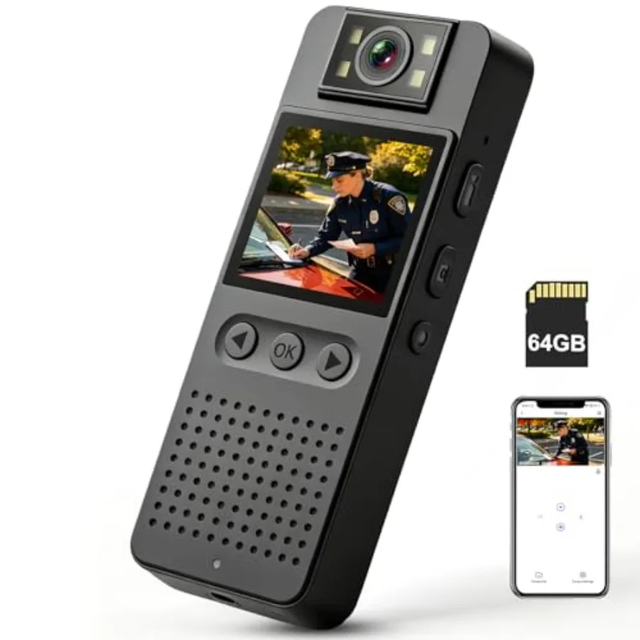 Wearable pocket body camera for work, travel, pet walking, outdoor use; ABS plastic; black; 64GB storage, WiFi, 180 rotating le
Wearable pocket body camera for work, travel, pet walking, outdoor use; ABS plastic; black; 64GB storage, WiFi, 180 rotating le